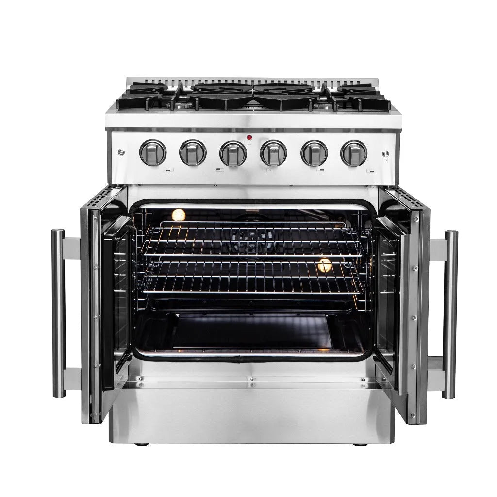 Forno Galiano 30 in. 4.32 cu. ft. French Door Freestanding All Gas Range in Stainless Steel (FFSGS6444-30)-