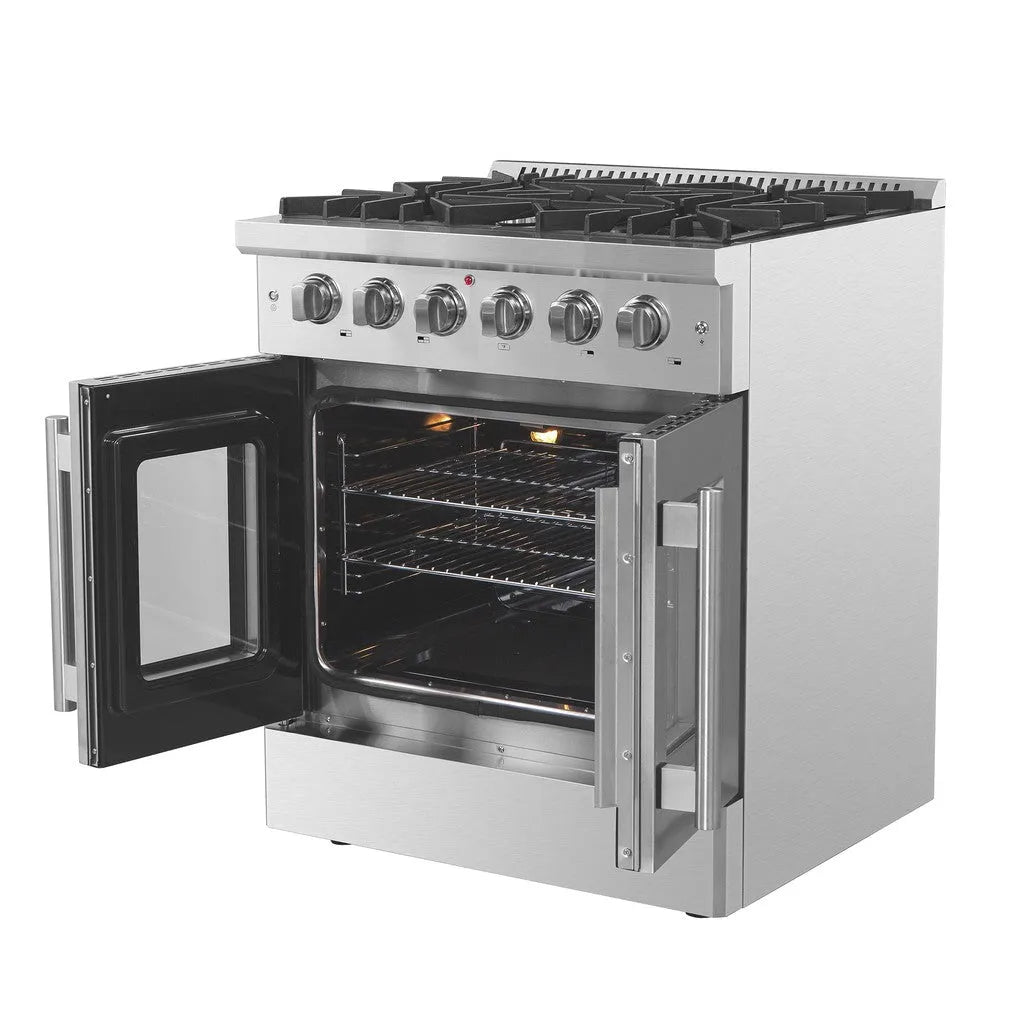 Forno Galiano 30 in. 4.32 cu. ft. French Door Freestanding All Gas Range in Stainless Steel (FFSGS6444-30)-