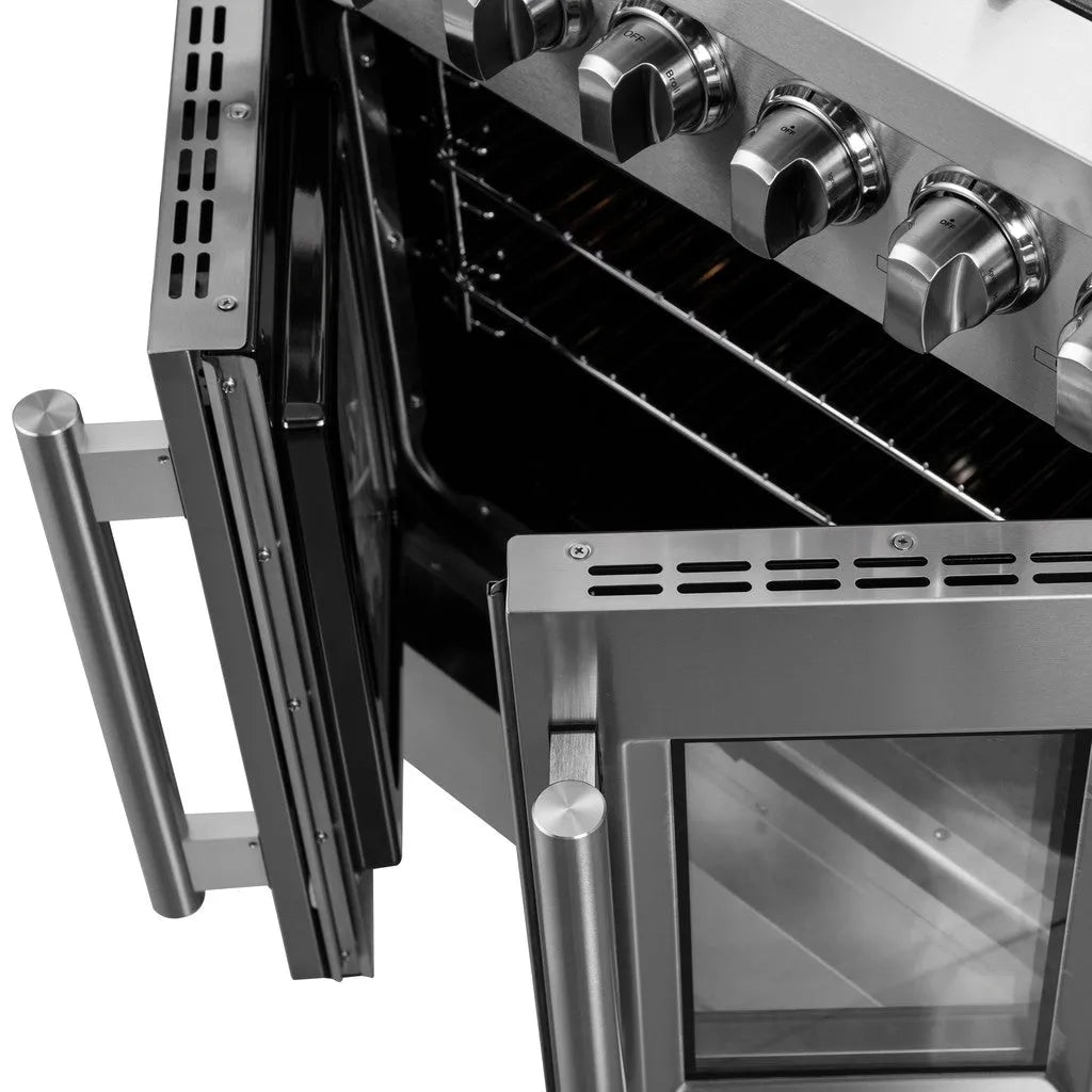 Forno Galiano 30 in. 4.32 cu. ft. French Door Freestanding Dual Fuel Range with Gas Stove and Electric Oven in Stainless Steel (FFSGS6356-30)-