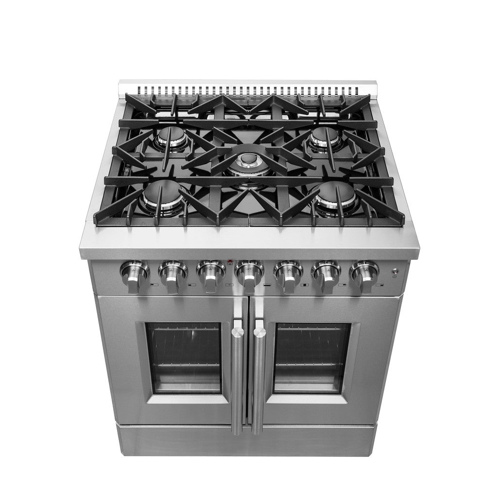 Forno Galiano 30 in. 4.32 cu. ft. French Door Freestanding Dual Fuel Range with Gas Stove and Electric Oven in Stainless Steel (FFSGS6356-30)-