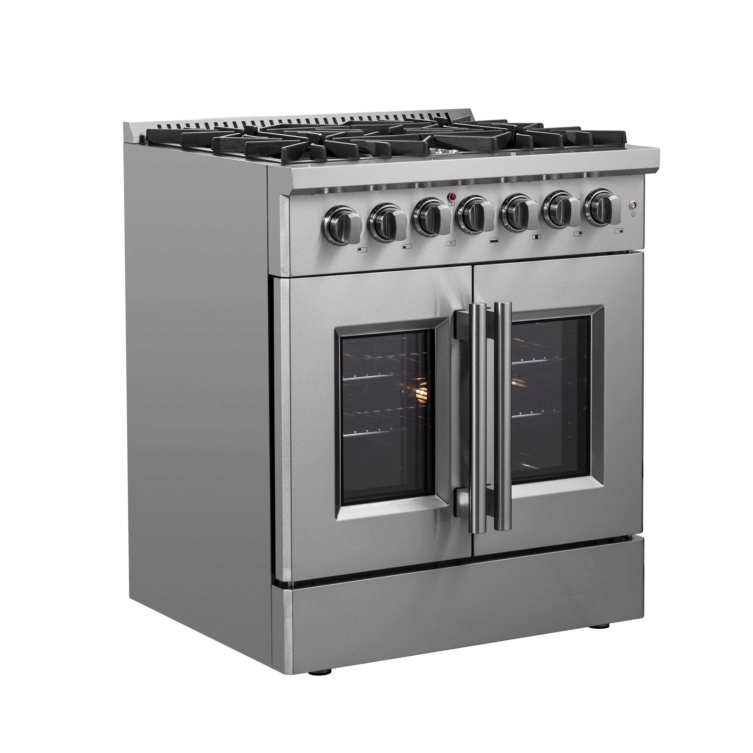 Forno Galiano 30 in. 4.32 cu. ft. French Door Freestanding Dual Fuel Range with Gas Stove and Electric Oven in Stainless Steel (FFSGS6356-30)-