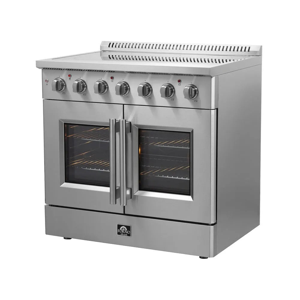 Forno Galiano 36 in. 5.36 cu. ft. French Door Freestanding All Electric Range in Stainless Steel (FFSEL6917-36)-