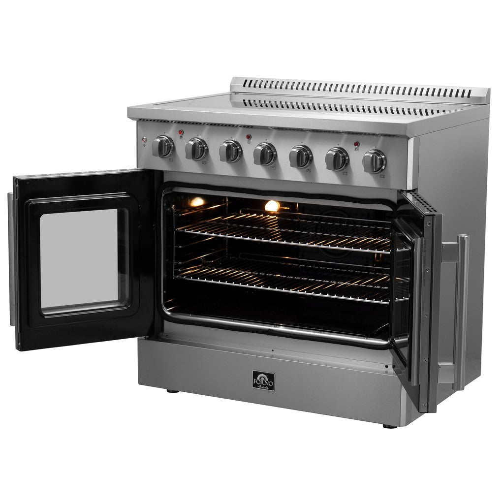 Forno Galiano 36 in. 5.36 cu. ft. French Door Freestanding All Electric Range in Stainless Steel (FFSEL6917-36)-