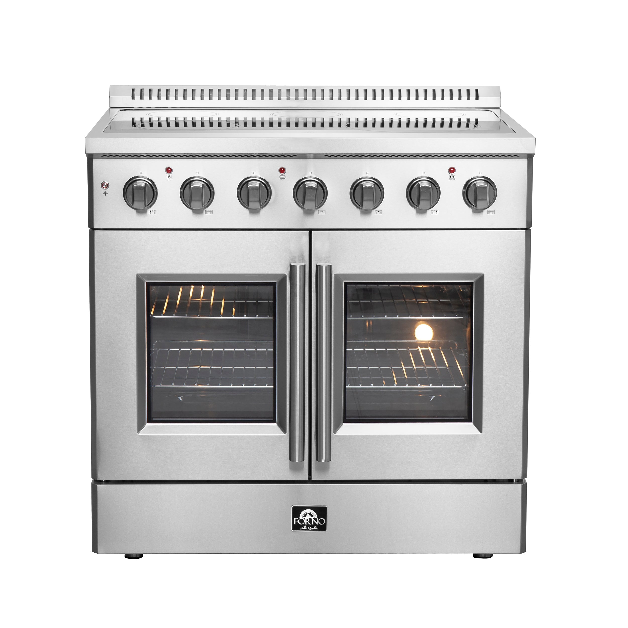 Forno Galiano 36 in. 5.36 cu. ft. French Door Freestanding All Electric Range in Stainless Steel (FFSEL6917-36) front.