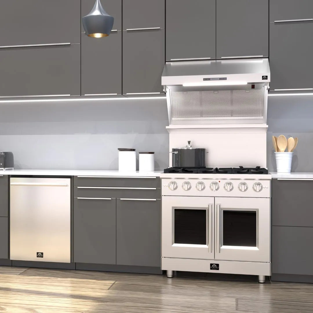 Forno Galiano 36 in. 5.36 cu. ft. French Door Freestanding All Gas Range in Stainless Steel (FFSGS6444-36)-