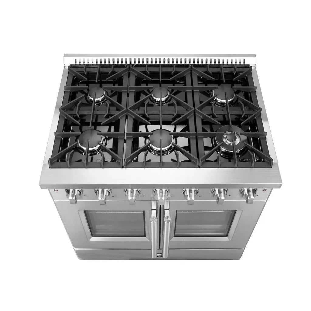 Forno Galiano 36 in. 5.36 cu. ft. French Door Freestanding All Gas Range in Stainless Steel (FFSGS6444-36)-