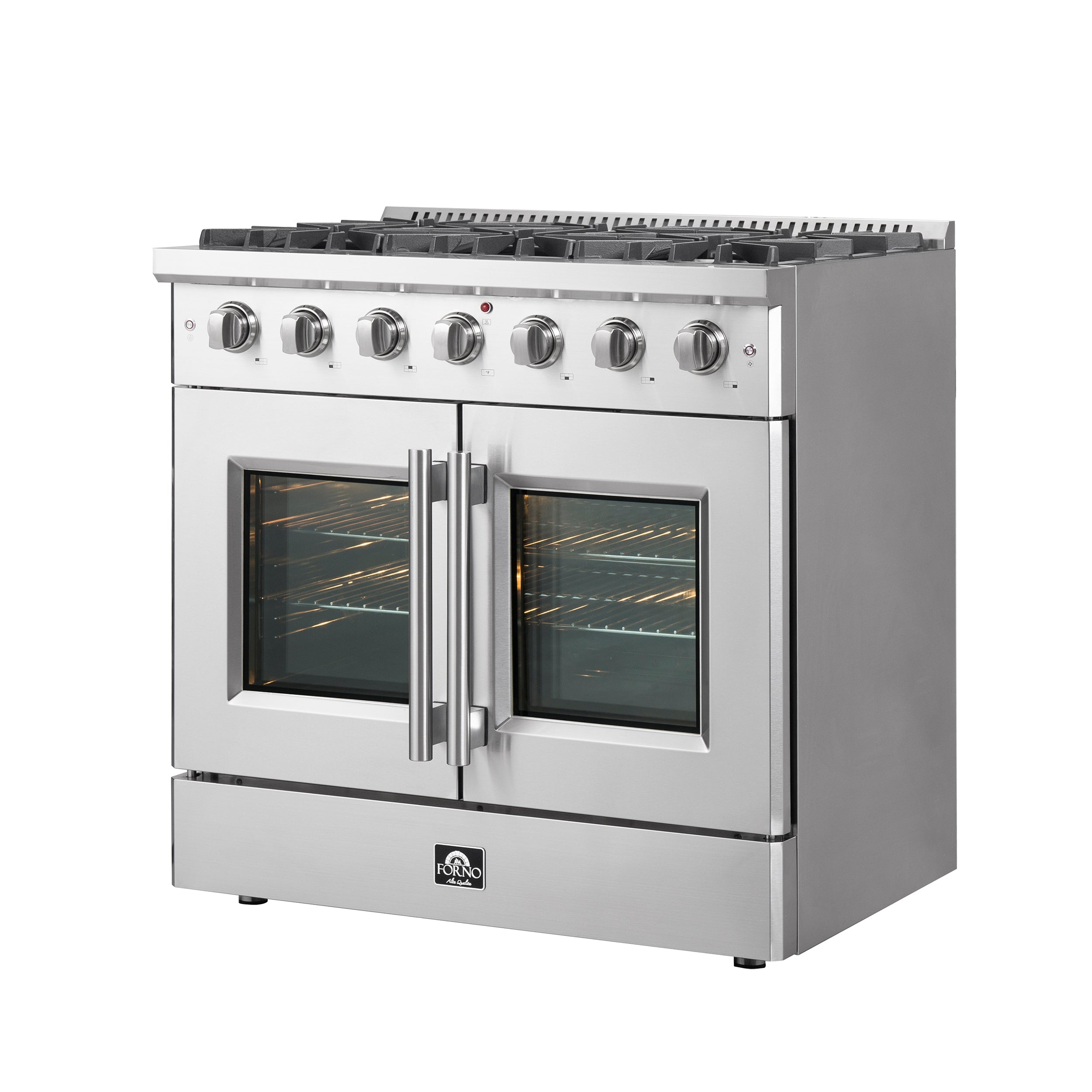 Forno Galiano 36 in. 5.36 cu. ft. French Door Freestanding All Gas Range in Stainless Steel (FFSGS6444-36)-