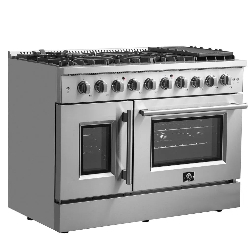 Forno Galiano 48 in. 6.58 cu. ft. Left Swing Door Freestanding All Gas Range in Stainless Steel (FFSGS6444-48)-
