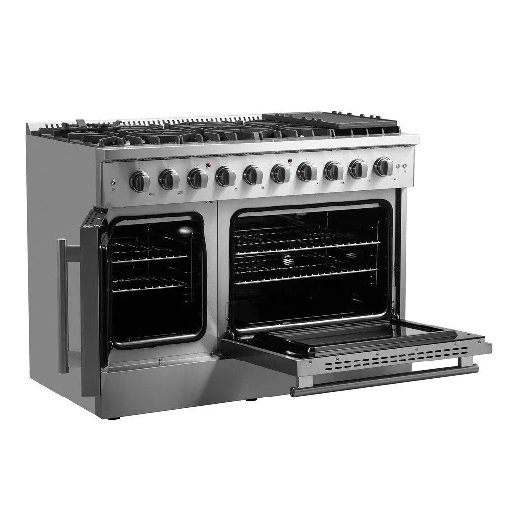 Forno Galiano 48 in. 6.58 cu. ft. Left Swing Door Freestanding All Gas Range in Stainless Steel (FFSGS6444-48)-