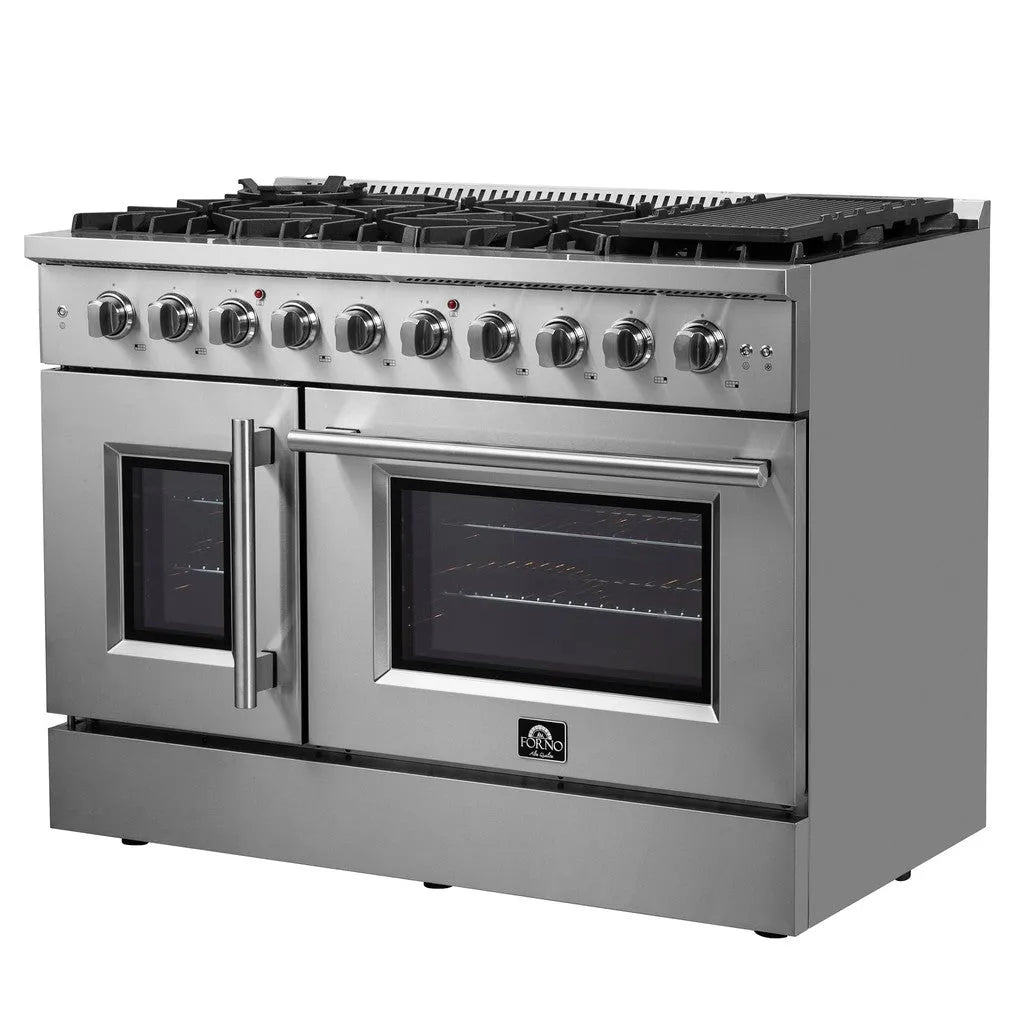 Forno Galiano 48 in. 6.58 cu. ft. Left Swing Door Freestanding All Gas Range in Stainless Steel (FFSGS6444-48)-