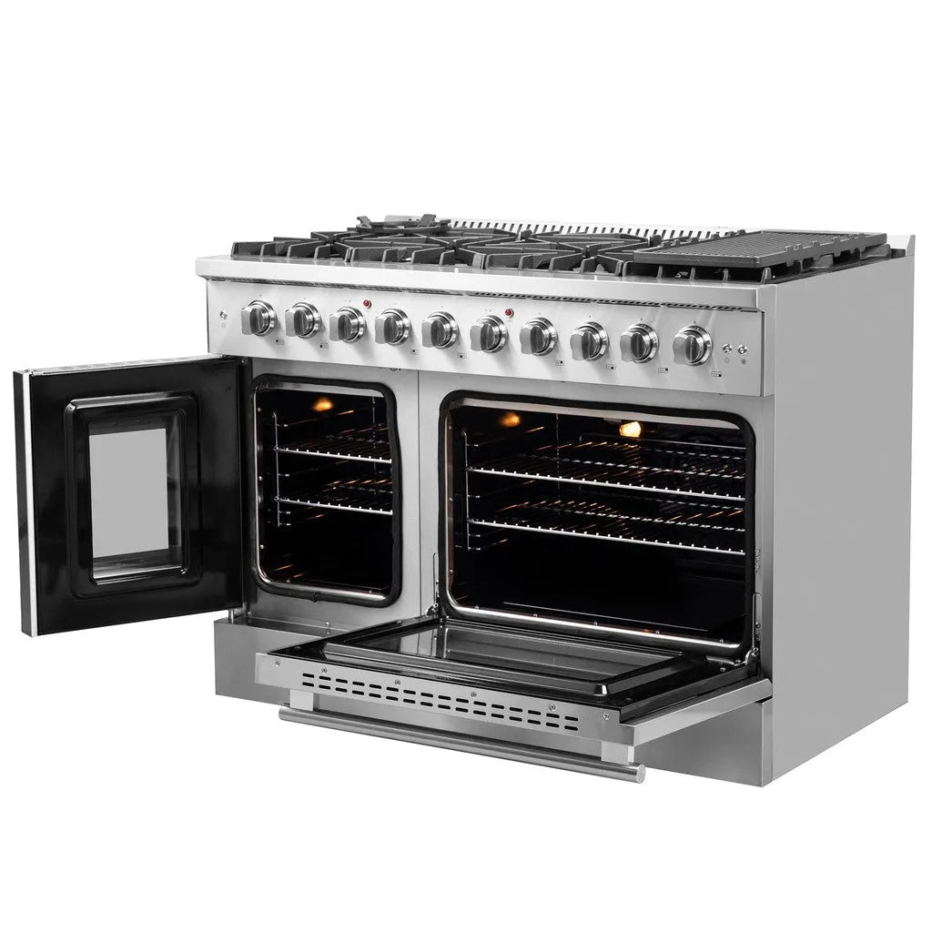 Forno Galiano 48 in. 6.58 cu. ft. Left Swing Door Freestanding All Gas Range in Stainless Steel (FFSGS6444-48)-