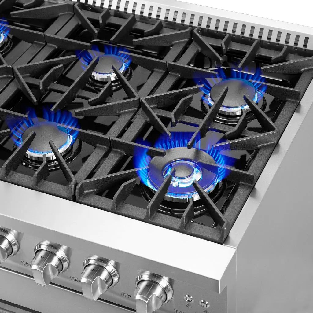Forno Galiano 48 in. 6.58 cu. ft. Left Swing Door Freestanding All Gas Range in Stainless Steel (FFSGS6444-48)-