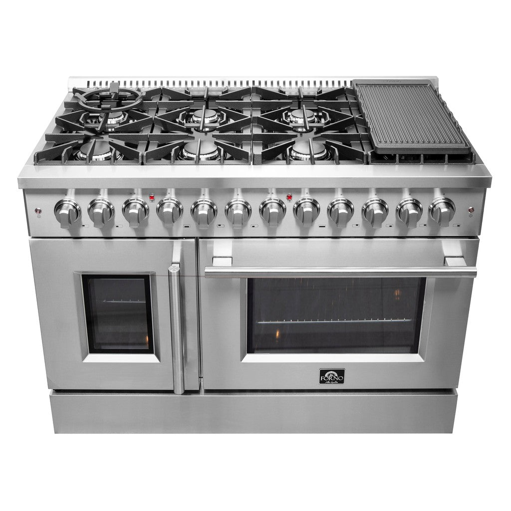 Forno Galiano 48 in. 6.58 cu. ft. Left Swing Door Freestanding Dual Fuel Range with Gas Stove and Electric Oven in Stainless Steel (FFSGS6356-48)