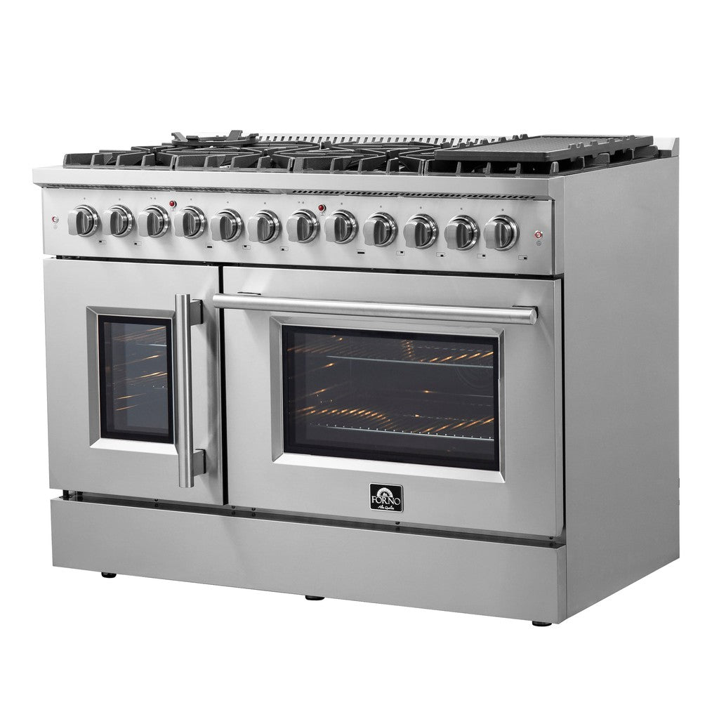 Forno Galiano 48 in. 6.58 cu. ft. Left Swing Door Freestanding Dual Fuel Range with Gas Stove and Electric Oven in Stainless Steel (FFSGS6356-48)