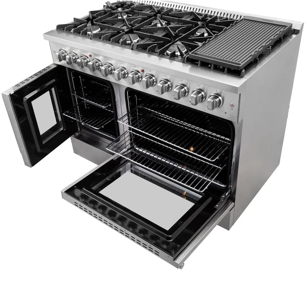 Forno Galiano 48 in. 6.58 cu. ft. Left Swing Door Freestanding Dual Fuel Range with Gas Stove and Electric Oven in Stainless Steel (FFSGS6356-48)-
