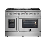 Forno Galiano 48 in. 6.58 cu. ft. Left Swing Door Freestanding Dual Fuel Range with Gas Stove and Electric Oven in Stainless Steel (FFSGS6356-48)-