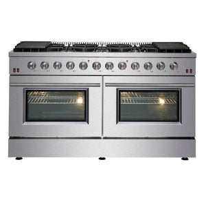 Forno Galiano 60 in. 6.58 cu. ft Gold Professional Gas Range with Gas Cooktop and Double Gas Oven in Stainless Steel (FFSGS6244-60) main image.