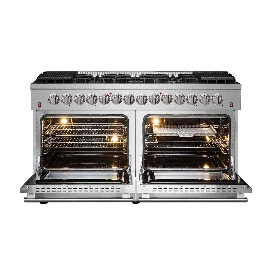 Forno Galiano - 60 in. 8.64 cu. ft Gold Professional Freestanding Dual Fuel Range in Stainless Steel (FFSGS6156-60)-