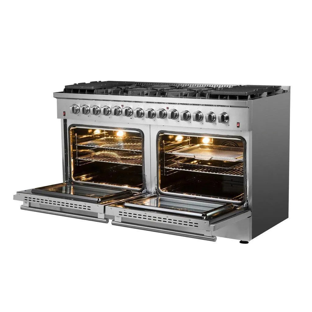 Forno Galiano - 60 in. 8.64 cu. ft Gold Professional Freestanding Dual Fuel Range in Stainless Steel (FFSGS6156-60)-