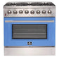 Forno Galiano Gold Professional - 36 in. 5.36 cu. ft. Freestanding Dual Fuel Range with Gas Stove and Electric Oven in Stainless Steel (FFSGS6156-36)-Blue Door