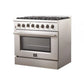 Forno Galiano Gold Professional - 36 in. 5.36 cu. ft. Freestanding Dual Fuel Range with Gas Stove and Electric Oven in Stainless Steel (FFSGS6156-36)-