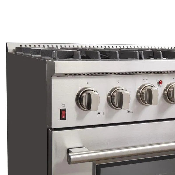 Forno Galiano Gold Professional - 36 in. 5.36 cu. ft. Freestanding Dual Fuel Range with Gas Stove and Electric Oven in Stainless Steel (FFSGS6156-36)-