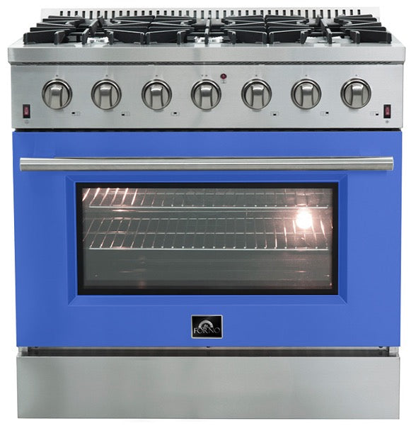 Forno Galiano Gold Professional - 36 inch 5.32 cu.ft. Freestanding All Gas Range (FFSGS6244-36) with Blue Door