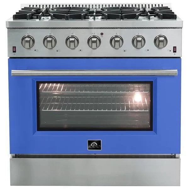 Forno Galiano Gold Professional - 36 inch 5.32 cu.ft. Freestanding All Gas Range (FFSGS6244-36) with Blue Door