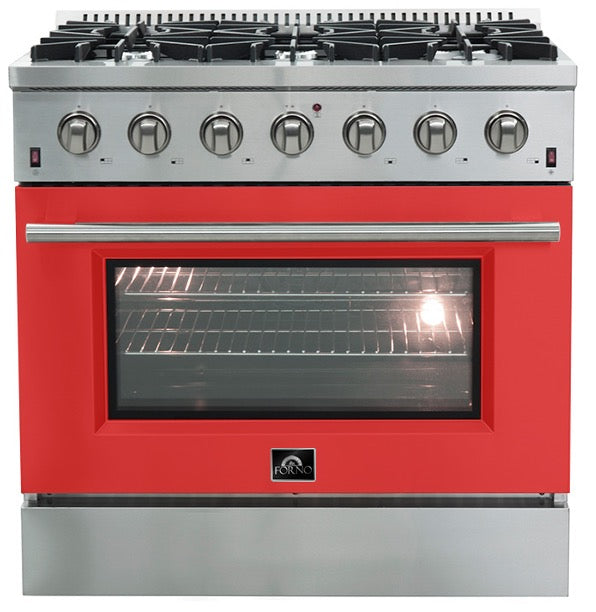 Forno Galiano Gold Professional - 36 inch 5.32 cu.ft. Freestanding All Gas Range (FFSGS6244-36) with Red Door