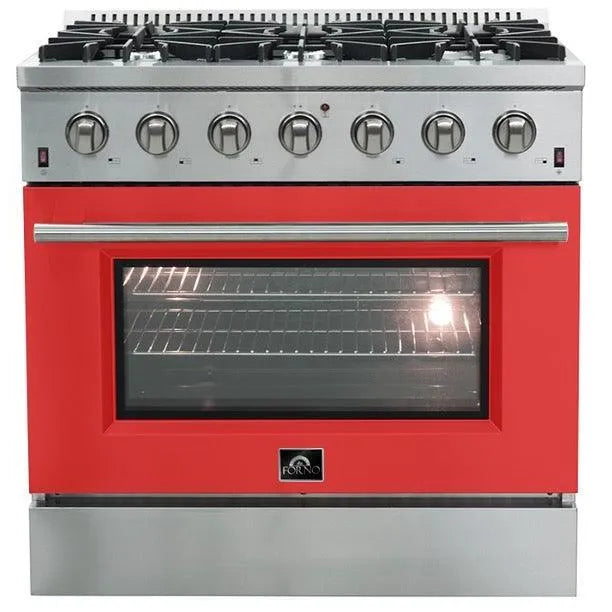Forno Galiano Gold Professional - 36 inch 5.32 cu.ft. Freestanding All Gas Range (FFSGS6244-36) with Red Door