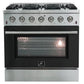 Forno Galiano Gold Professional - 36 inch 5.32 cu.ft. Freestanding All Gas Range (FFSGS6244-36) with Black Door