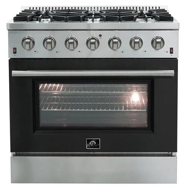 Forno Galiano Gold Professional - 36 inch 5.32 cu.ft. Freestanding All Gas Range (FFSGS6244-36) with Black Door