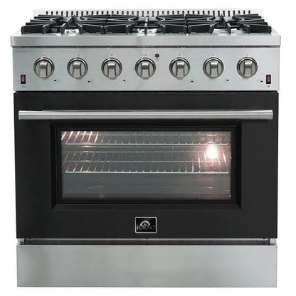 Forno Galiano Gold Professional - 36 inch 5.32 cu.ft. Freestanding All Gas Range (FFSGS6244-36) with Black Door