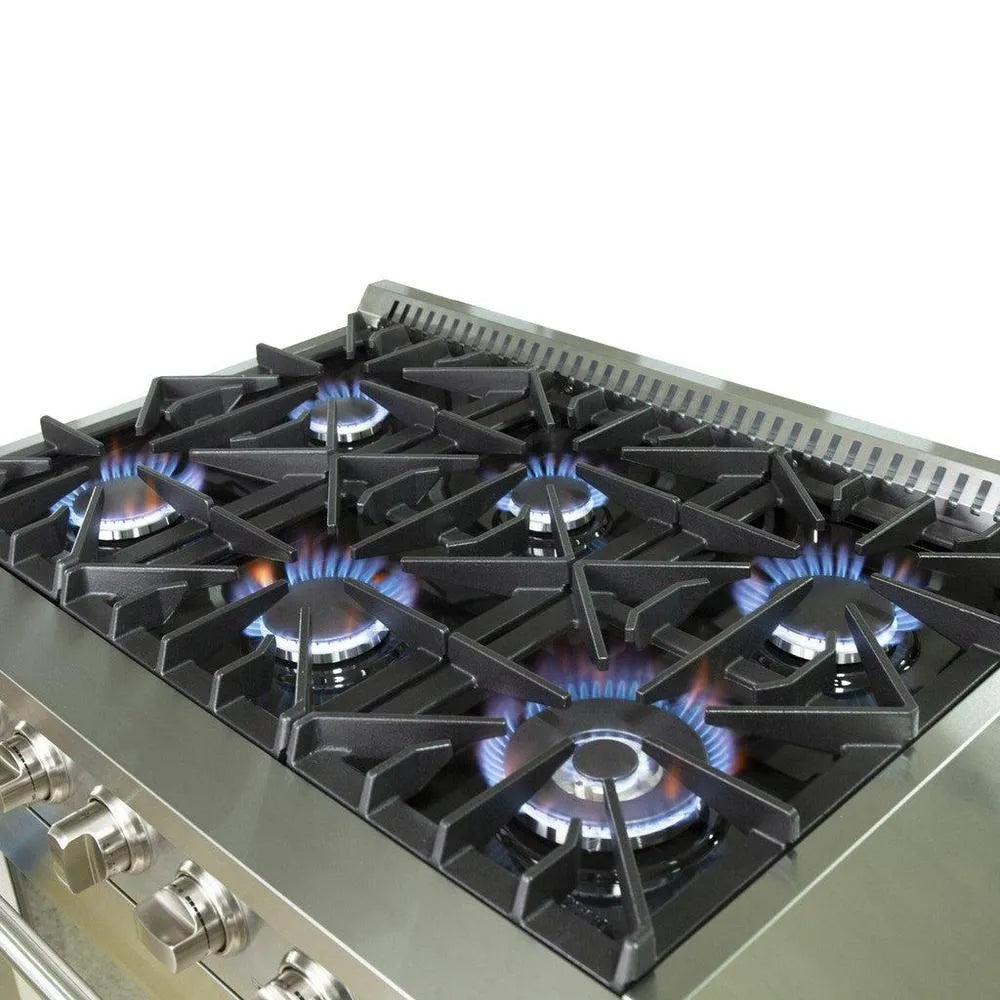 Forno Galiano Gold Professional - 36 inch 5.32 cu.ft. Freestanding All Gas Range (FFSGS6244-36) All Gas Range Burners ignited