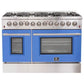 Forno Galiano Professional - 48 in. 6.58 cu. ft. Dual Fuel Range with Gas Stove and Electric Oven in Stainless Steel (FFSGS6156-48)-Blue Door