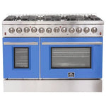 Forno Galiano Professional - 48 in. 6.58 cu. ft. Dual Fuel Range with Gas Stove and Electric Oven in Stainless Steel (FFSGS6156-48)-Blue Door