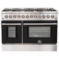 Forno Galiano Professional - 48 in. 6.58 cu. ft. Dual Fuel Range with Gas Stove and Electric Oven in Stainless Steel (FFSGS6156-48)-Black Door