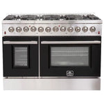 Forno Galiano Professional - 48 in. 6.58 cu. ft. Dual Fuel Range with Gas Stove and Electric Oven in Stainless Steel (FFSGS6156-48)-Black Door
