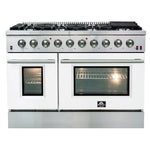 Forno Galiano Professional - 48 in. 6.58 cu. ft. Range with Gas Stove and Gas Oven in Stainless Steel (FFSGS6244-48) with White Door