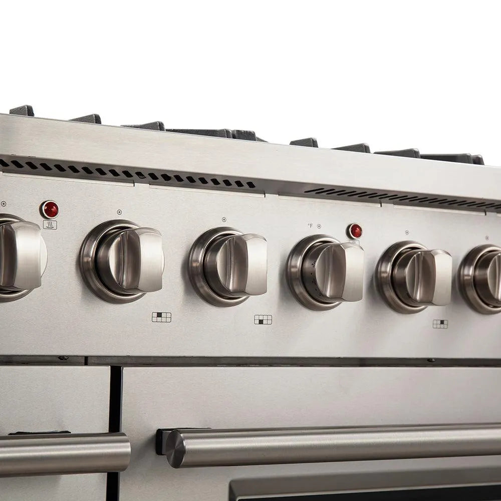 Forno Galiano Professional - 48 in. 6.58 cu. ft. Range with Gas Stove and Gas Oven in Stainless Steel (FFSGS6244-48) knobs.
