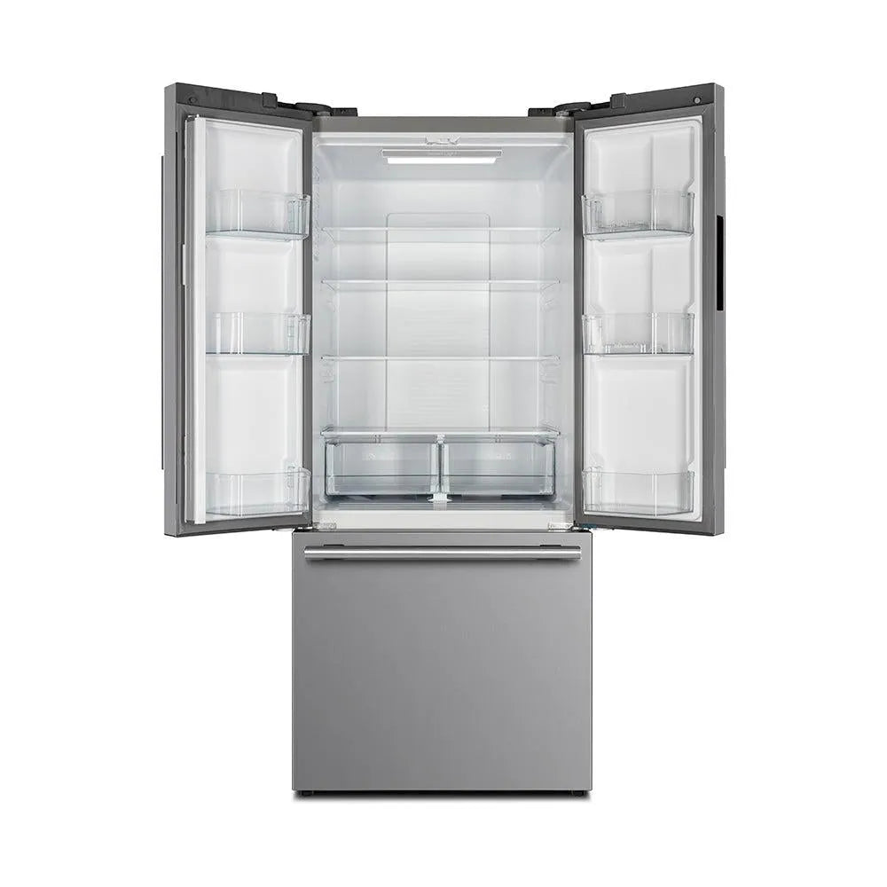 Forno 31" French Door Refrigerator with Doors Open.