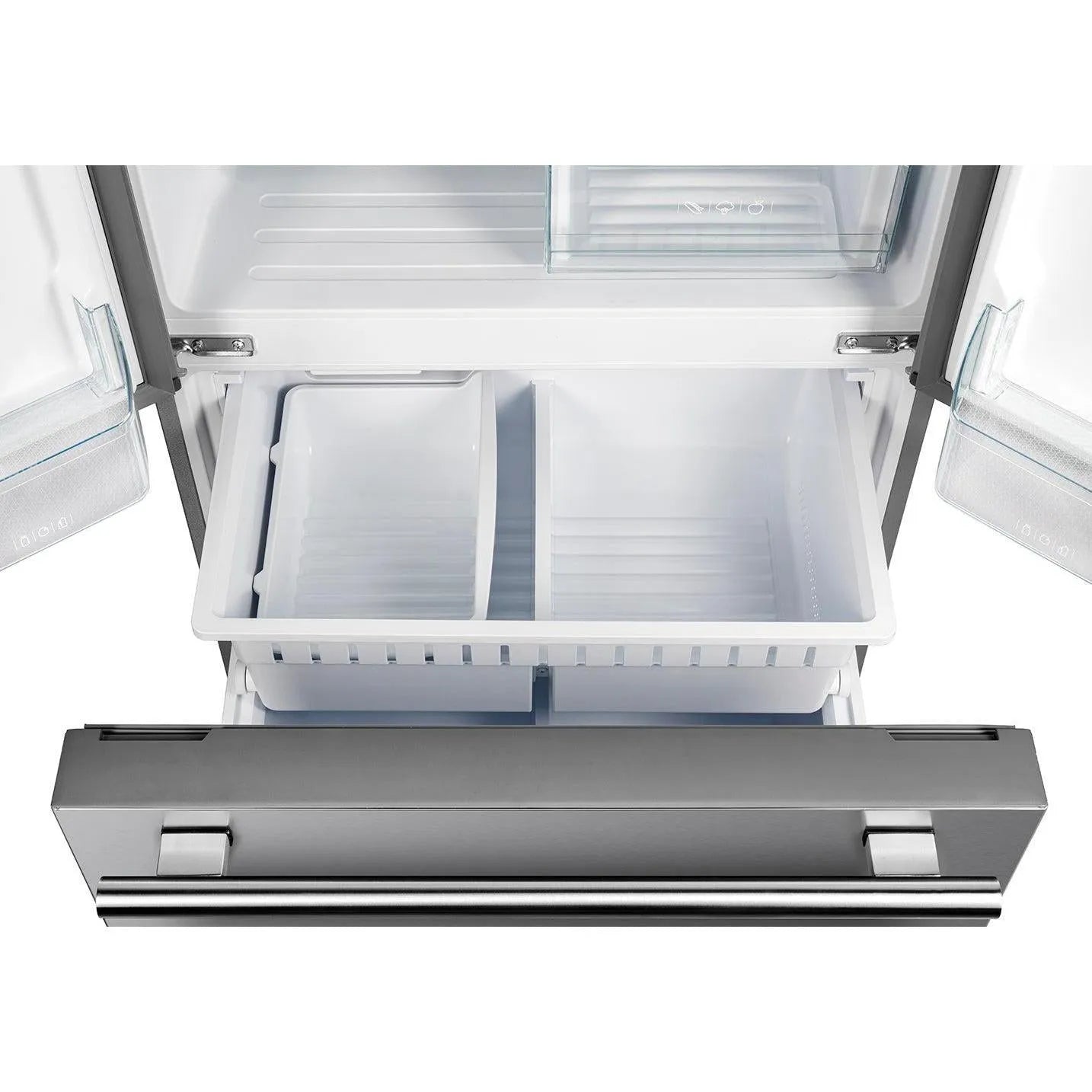 Gallon bins in Forno fridge.