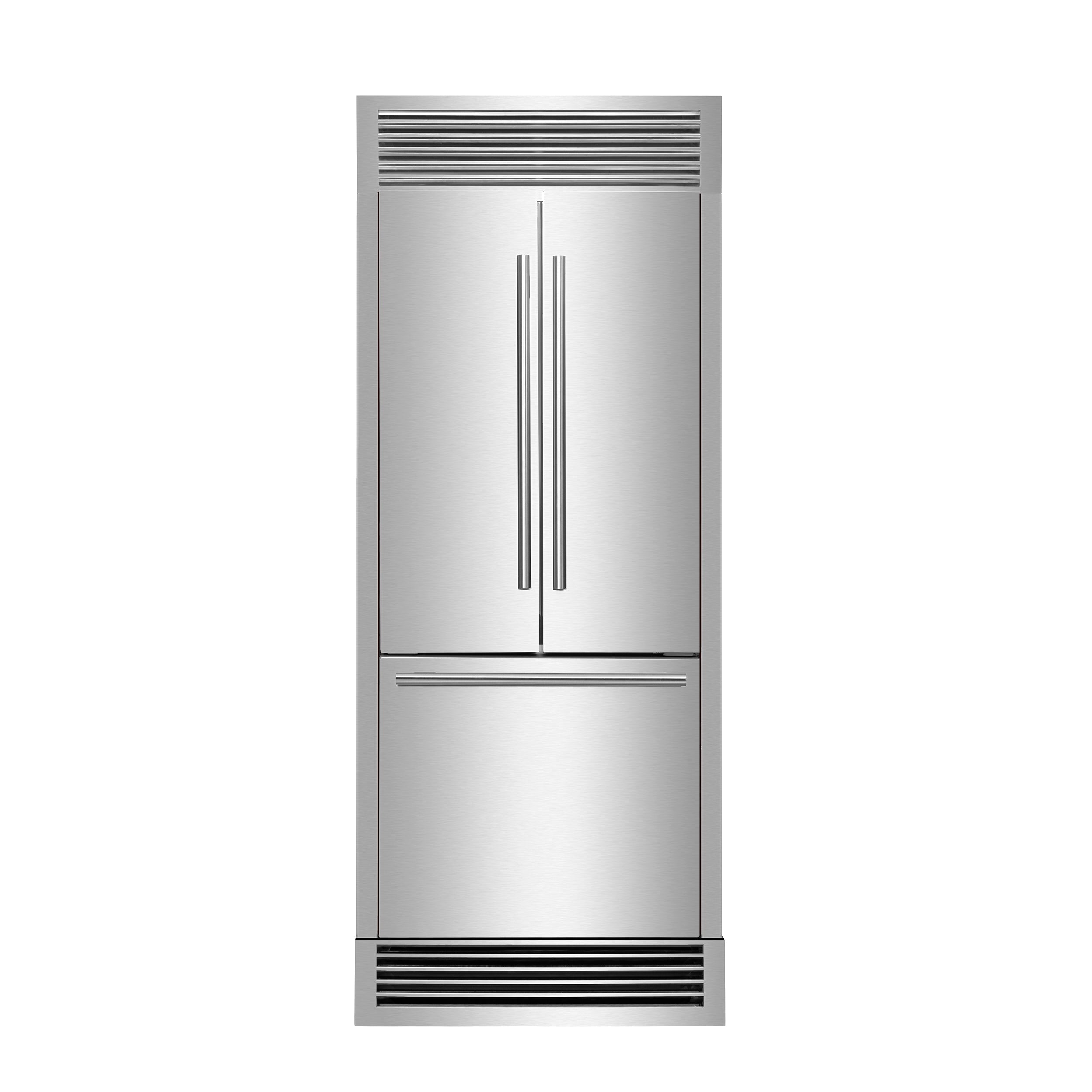 Forno Gallipoli - 31 in. 17.5 cu.ft. French Door Refrigerator with Internal Ice Maker in Stainless Steel with Decorative Grill Trim Kit (FFFFD1974-35SG)-
