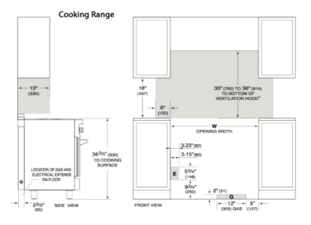 Forno Lazio - 30 in. 4.23 cu. ft. All Gas Range with 5 Sealed Burner, Air Fryer Basket, and Griddle in Stainless Steel (FFSGS6276-30) Dimensions and Chimney Guide