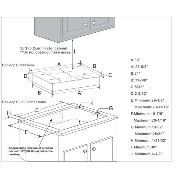 Forno Lecce - 30 in. 4 Burner Induction Cooktop in Black Glass (FCTIN0545-30)-