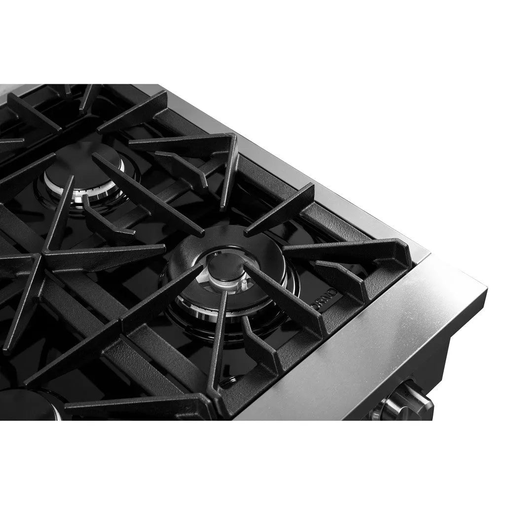 Forno Lseo 36 in. 6 Burner Gas Rangetop with Griddle in Stainless Steel (FCTGS5737-36)-