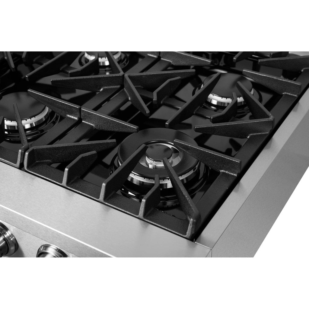 Forno Lseo 36 in. 6 Burner Gas Rangetop with Griddle in Stainless Steel (FCTGS5737-36)-