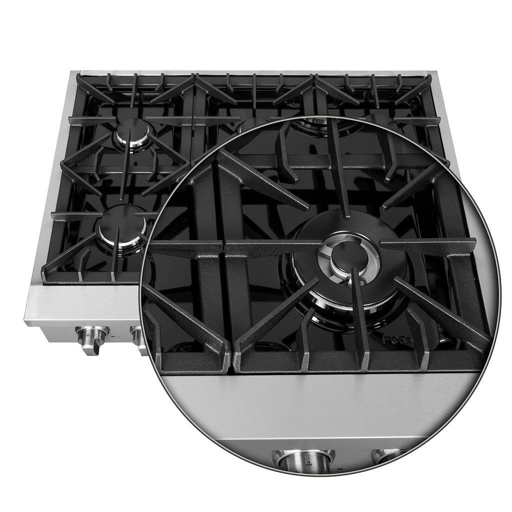 Forno Lseo 36 in. 6 Burner Gas Rangetop with Griddle in Stainless Steel (FCTGS5737-36)-