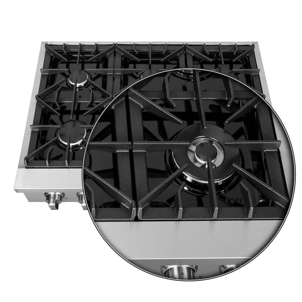 Forno Lseo 36 in. 6 Burner Gas Rangetop with Griddle in Stainless Steel (FCTGS5737-36)-