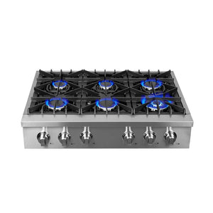 Forno Lseo 36 in. 6 Burner Gas Rangetop with Griddle in Stainless Steel (FCTGS5737-36) main image.